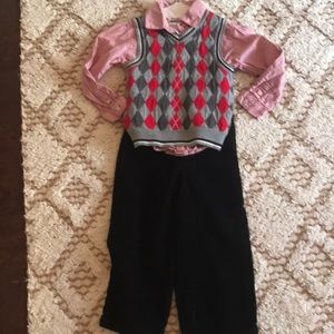 Boys 3‎ piece dress set vest cords valentines